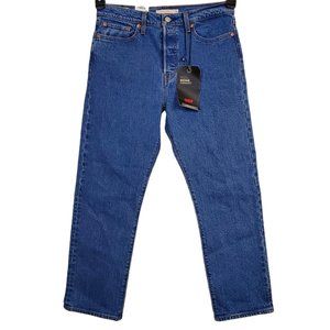 Levis Wedgie Straight High Rise Jeans Womens 29 Blue Button Fly Cropped 29x26